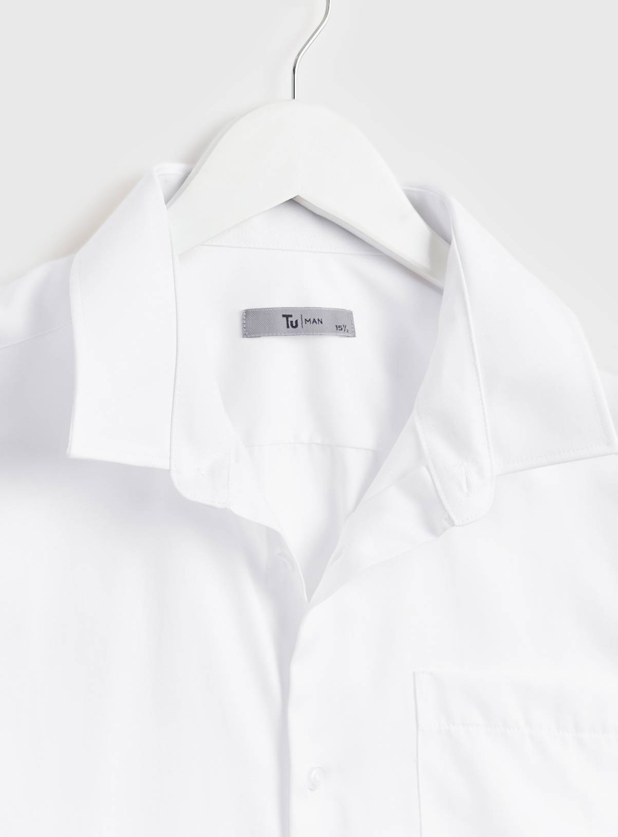 White Regular Fit Cotton Twill Long Sleeve Shirt 17.5 - Image 4