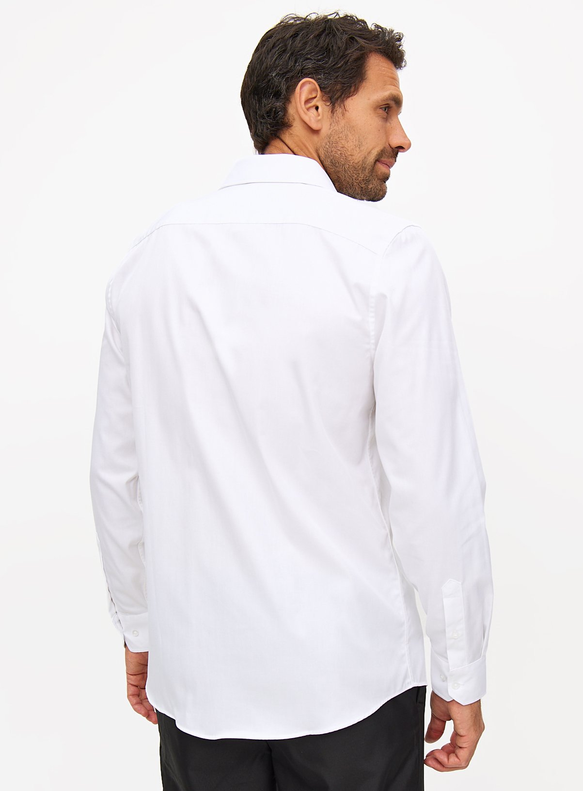 White Regular Fit Cotton Twill Long Sleeve Shirt 17.5 - Image 5 thumbnail
