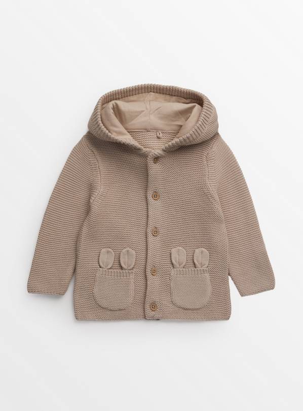 Brown Bear Detail Hooded Cardigan  3-6 months