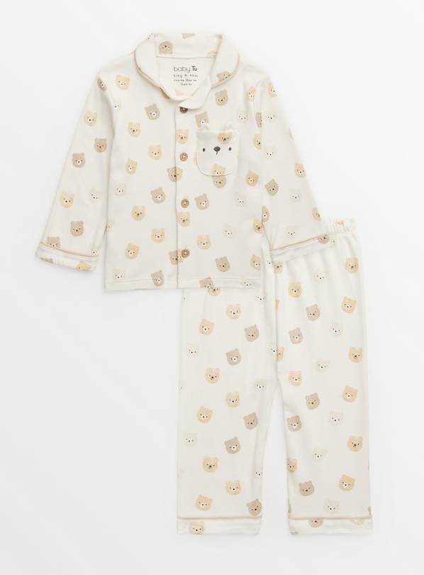 Cream Bear Print Traditional Pyjamas 6-9 months