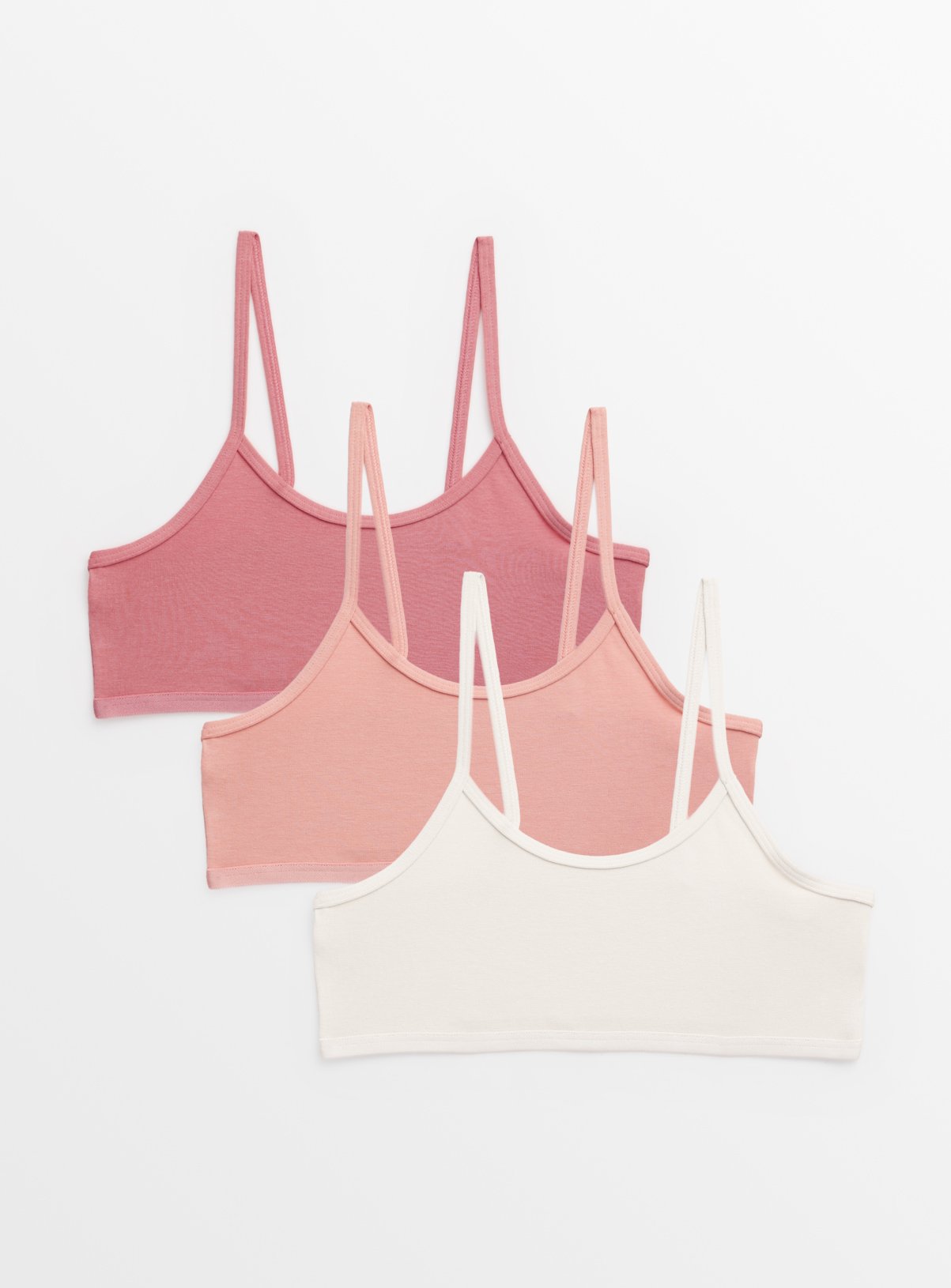 Plain Pink Strappy Crop Tops 3 Pack (7-8 Years) - Tu by Sainsbury's
