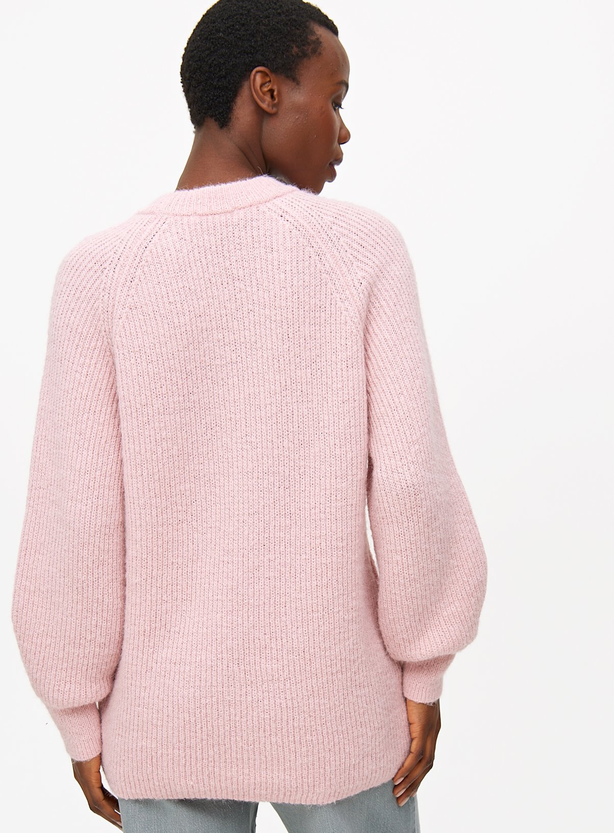 Pink Raglan Relaxed Crew Neck Knitted Jumper M - Image 4 thumbnail
