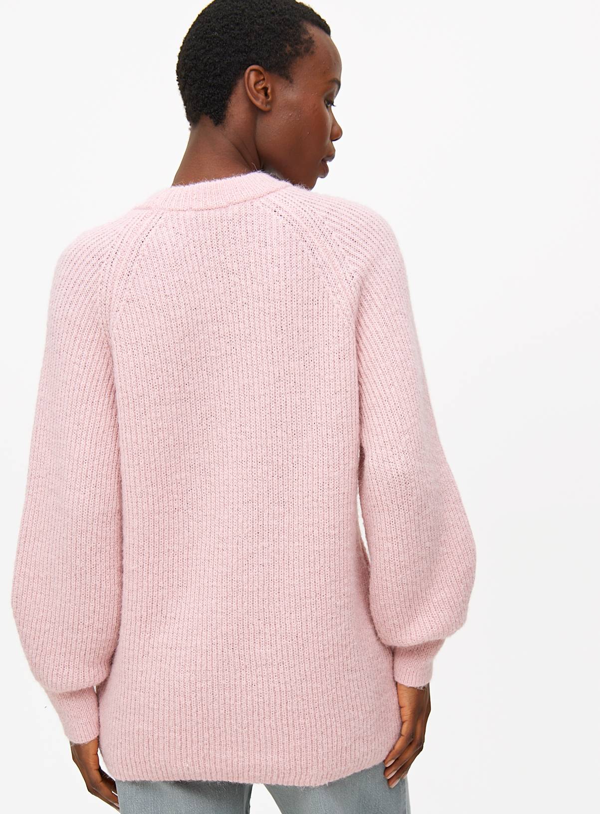Pink Raglan Relaxed Crew Neck Knitted Jumper M - Image 4