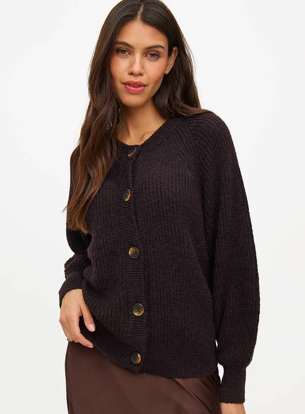 Brown Button Raglan Knitted Cardigan 24