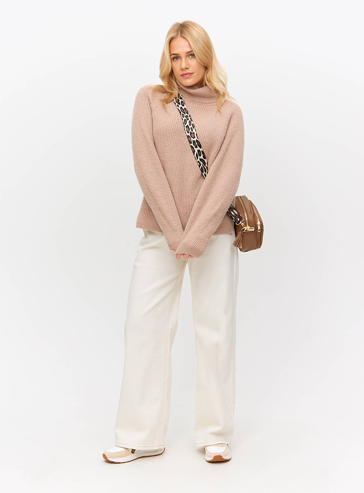 Tan Roll Neck Raglan Sleeve Knitted Jumper 14 - Image 2