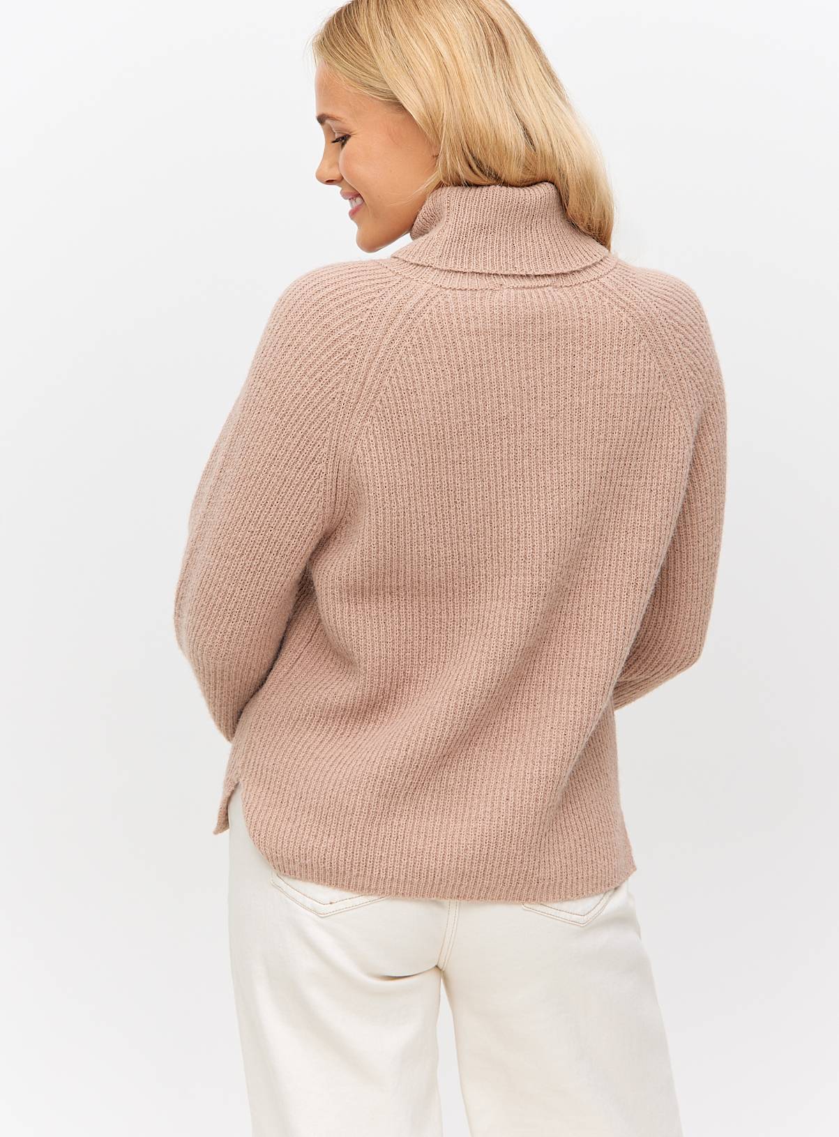 Tan Roll Neck Raglan Sleeve Knitted Jumper 14 - Image 4