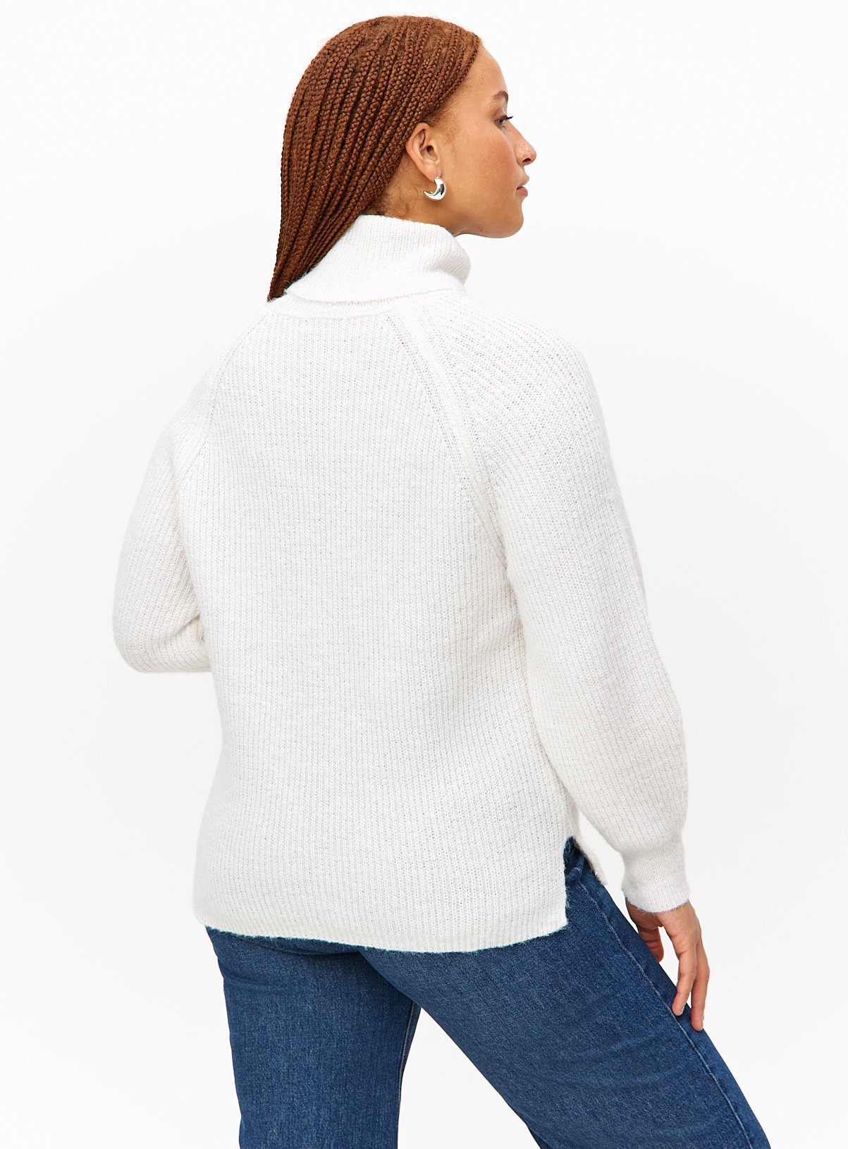 White Roll Neck Raglan Sleeve Knitted Jumper 16 - Image 4 thumbnail