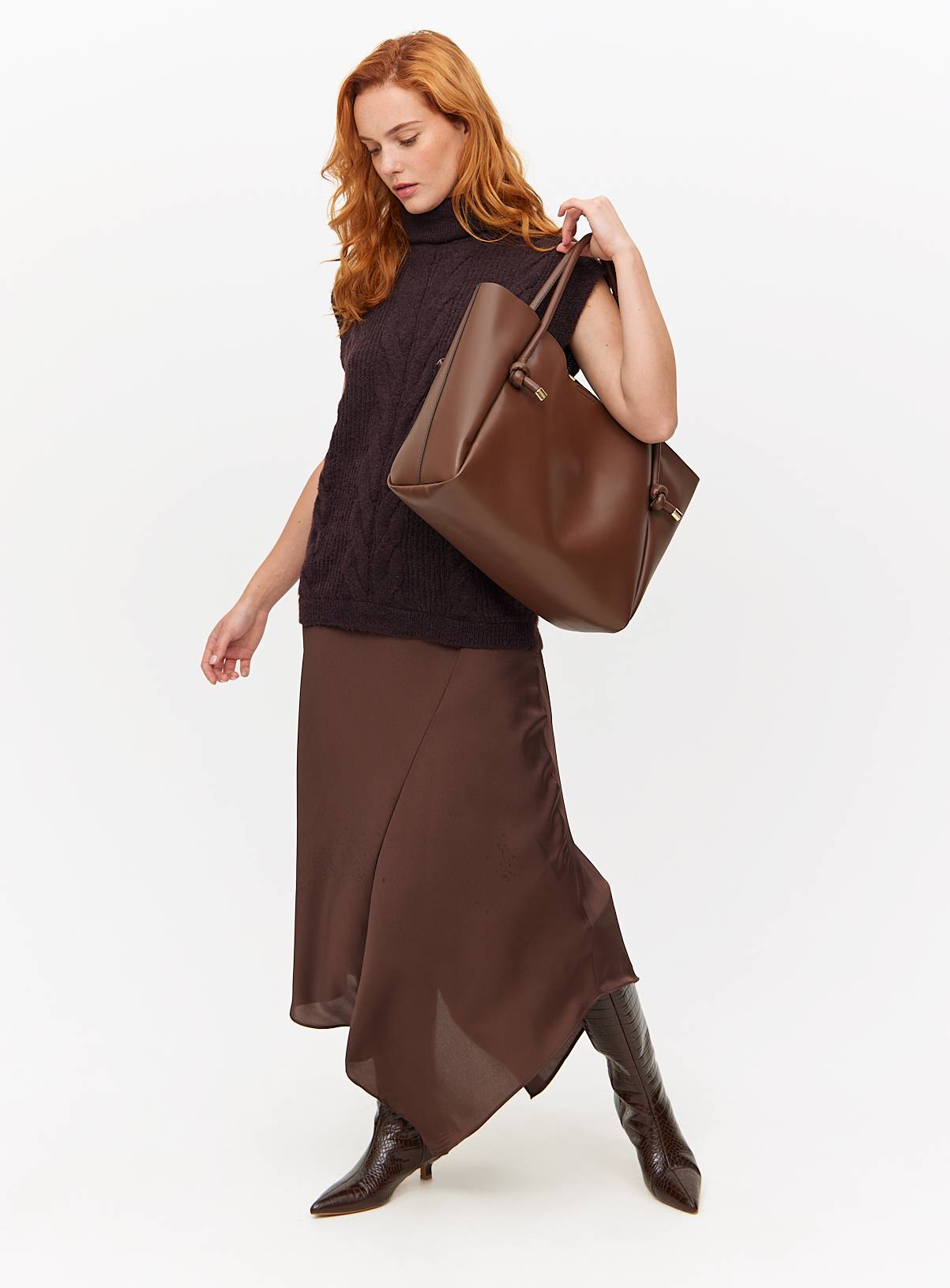 Brown Roll Neck Cable Knitted Tank 20 - Image 3