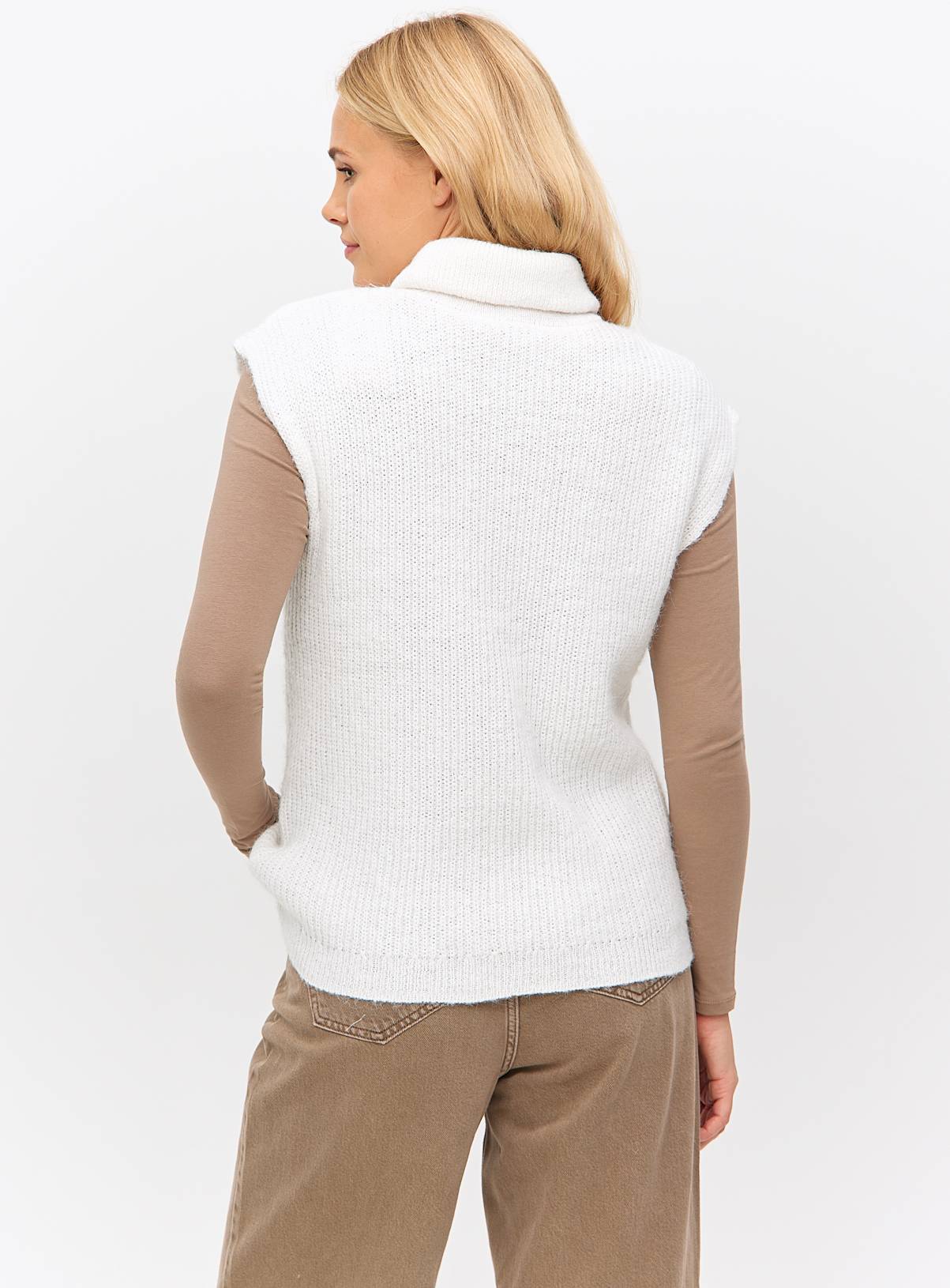  White Roll Neck Cable Knitted Tank 12 - Image 4