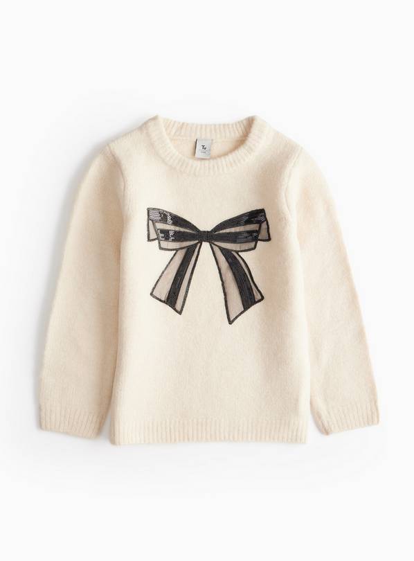 Cream Bow Design Knitted Jumper 1-2 years