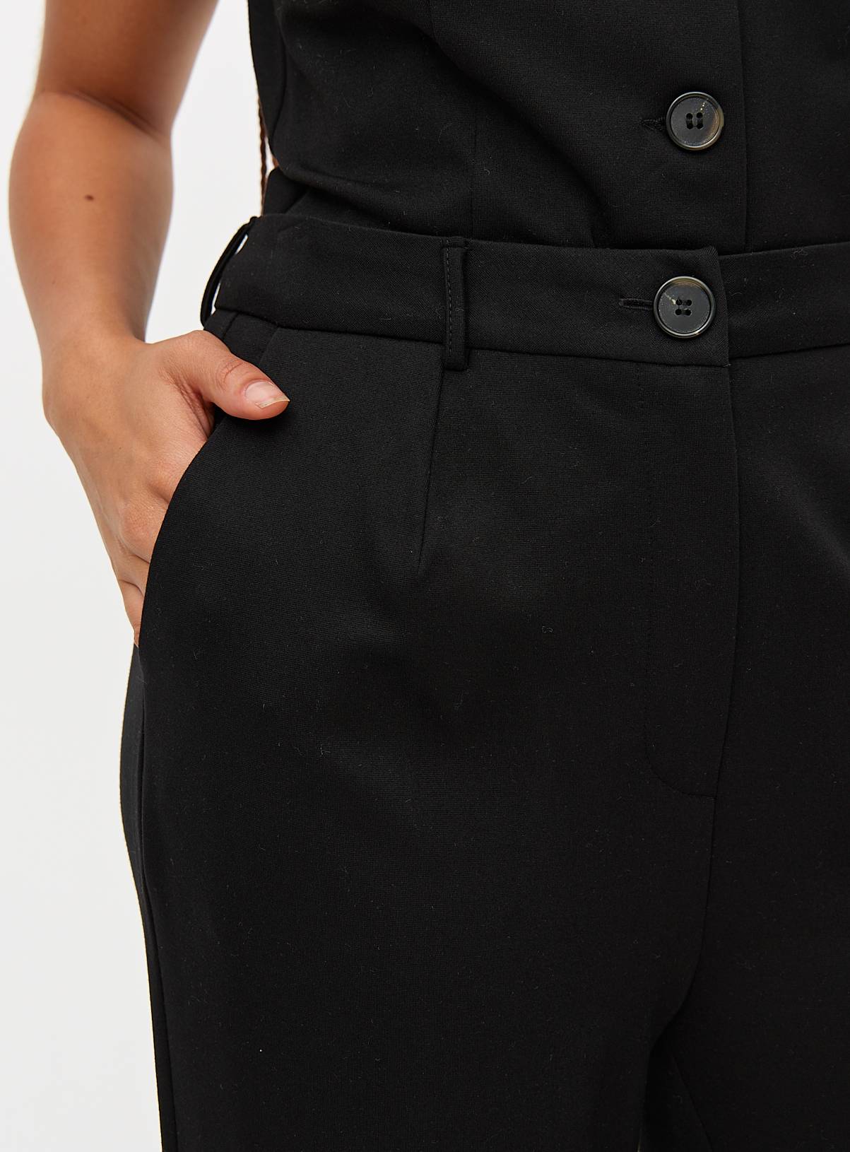 Black Tailored Ponte Pleat Front Wide Leg Trousers  12L - Image 2
