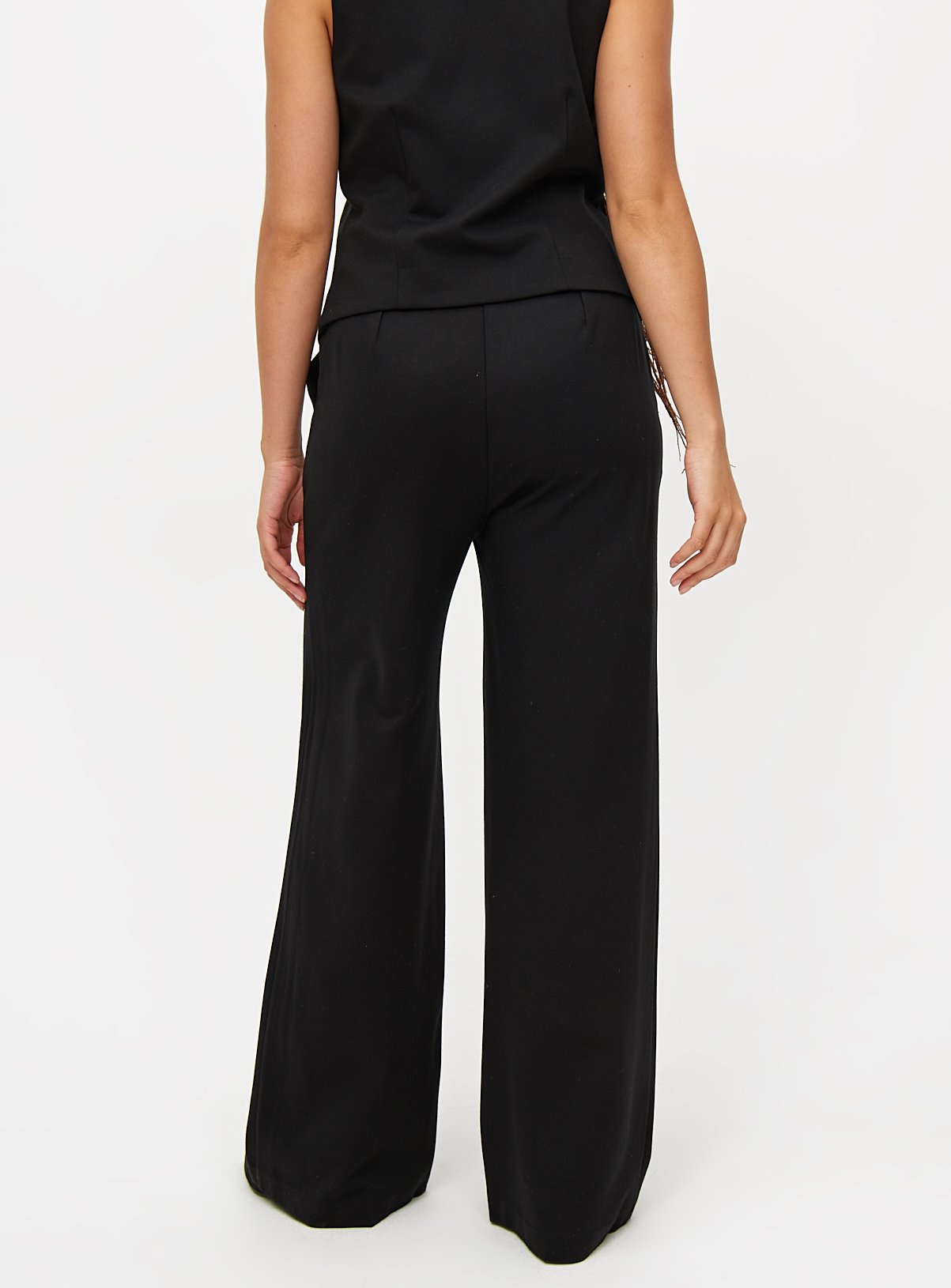 Black Tailored Ponte Pleat Front Wide Leg Trousers  12L - Image 4 thumbnail