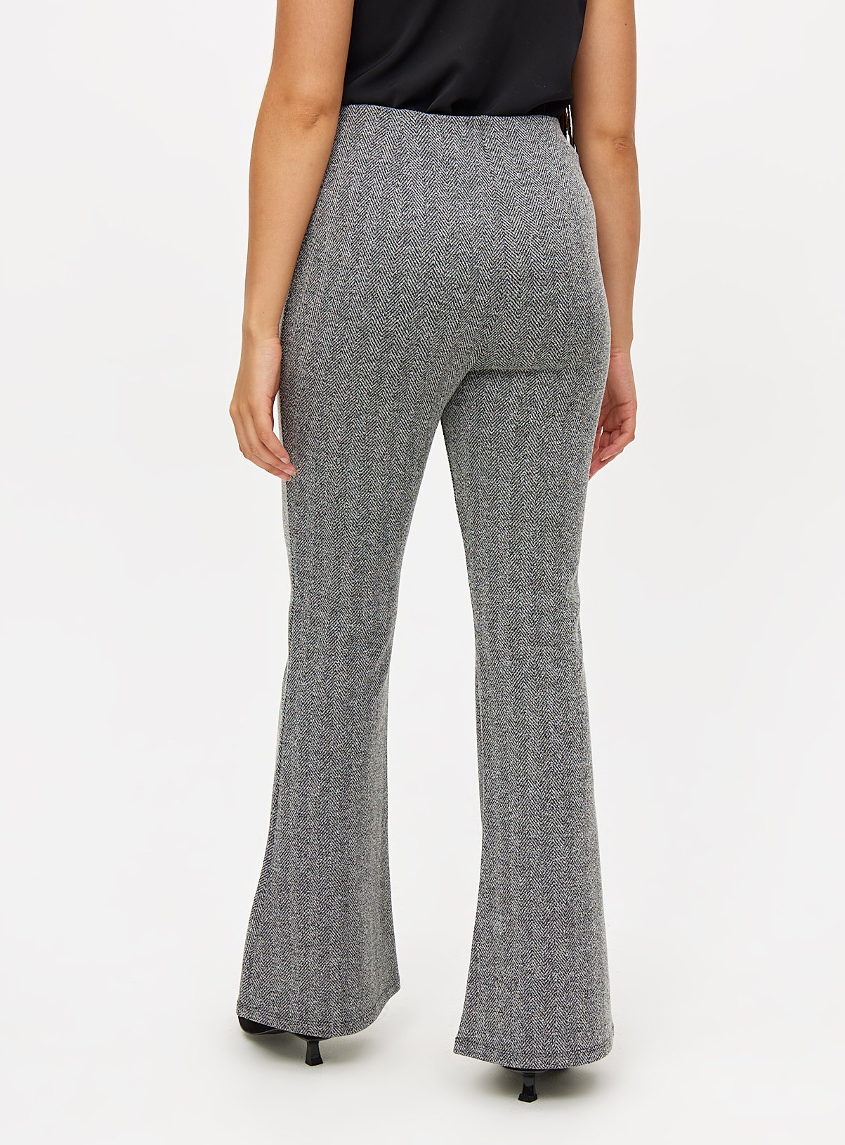 Grey Textured Kick Flare Trousers  12R - Image 4 thumbnail