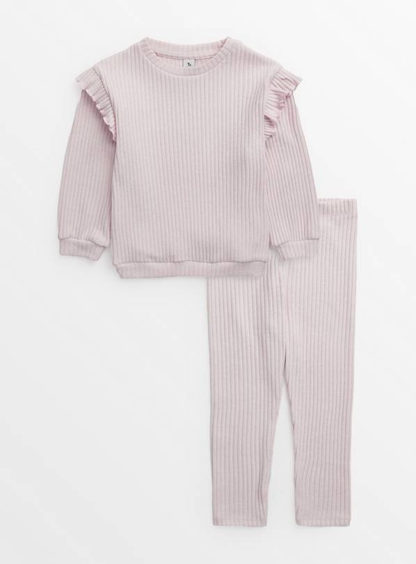 Pink Soft Knit Frill Sweatshirt & Leggings Set 1-2 years