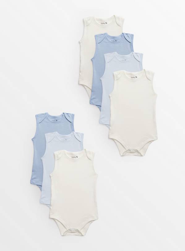 Blue Sleeveless Bodysuit 7 Pack 2-3 years