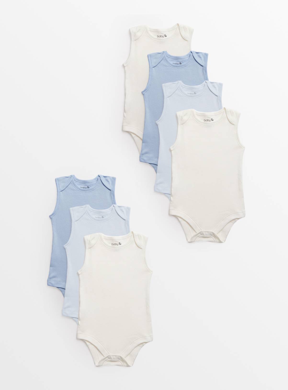 Blue Sleeveless Bodysuit 7 Pack Up to 1 mth - Image 1