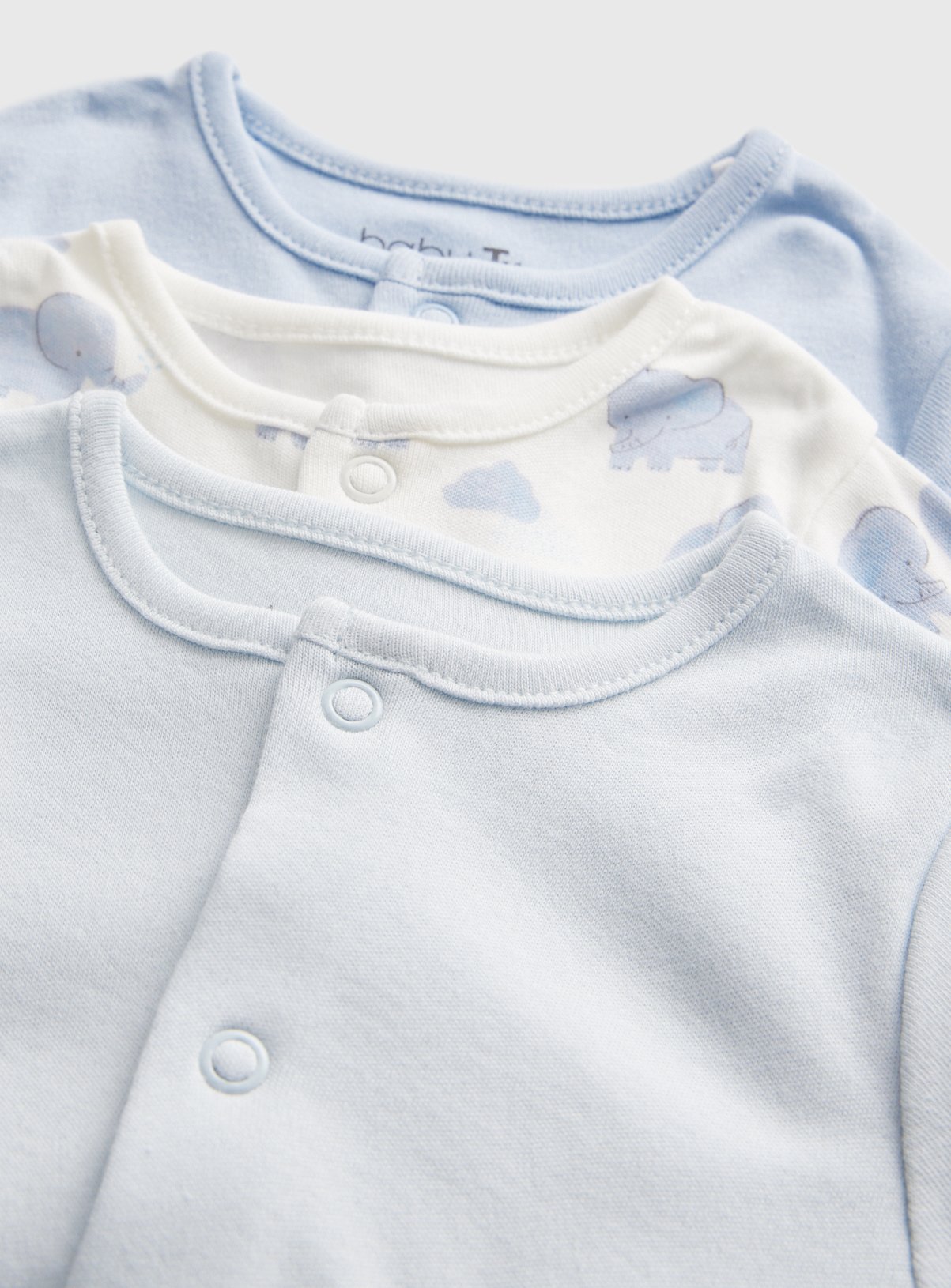 Blue Elephant Print Long Sleeve Sleepsuits 5 Pack Up to 3 mths - Image 2 thumbnail