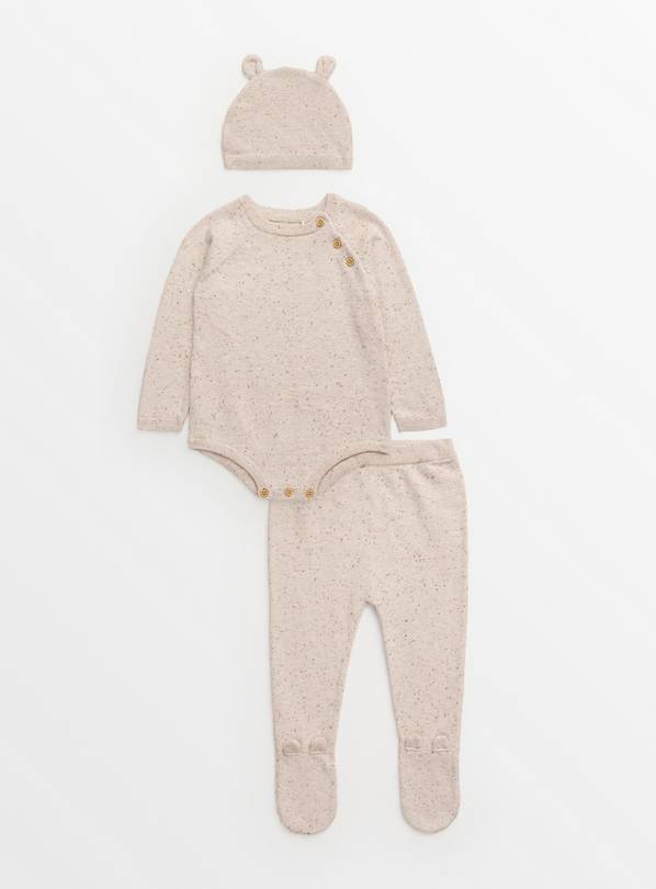 Unisex Brown Knitted Body Set & Hat 6-9 months