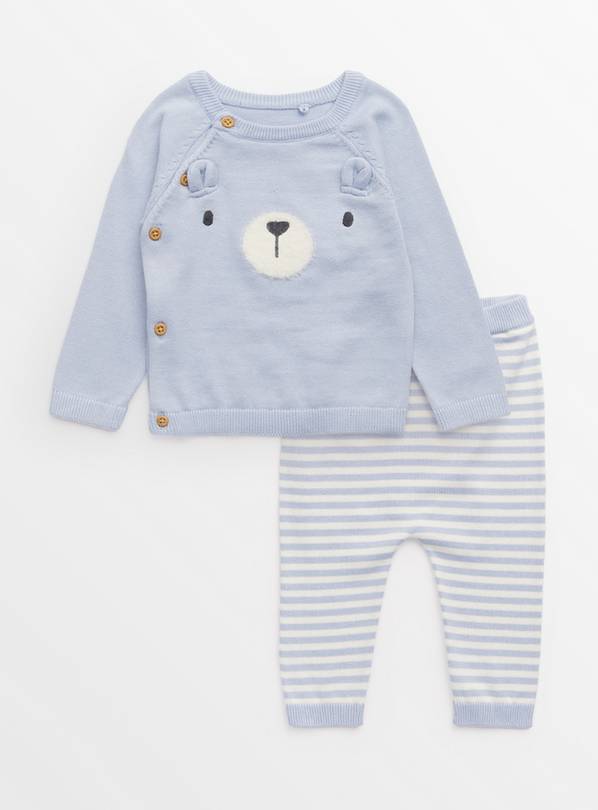 Blue Bear Knitted Jumper & Leggings Set Up to 3 mths