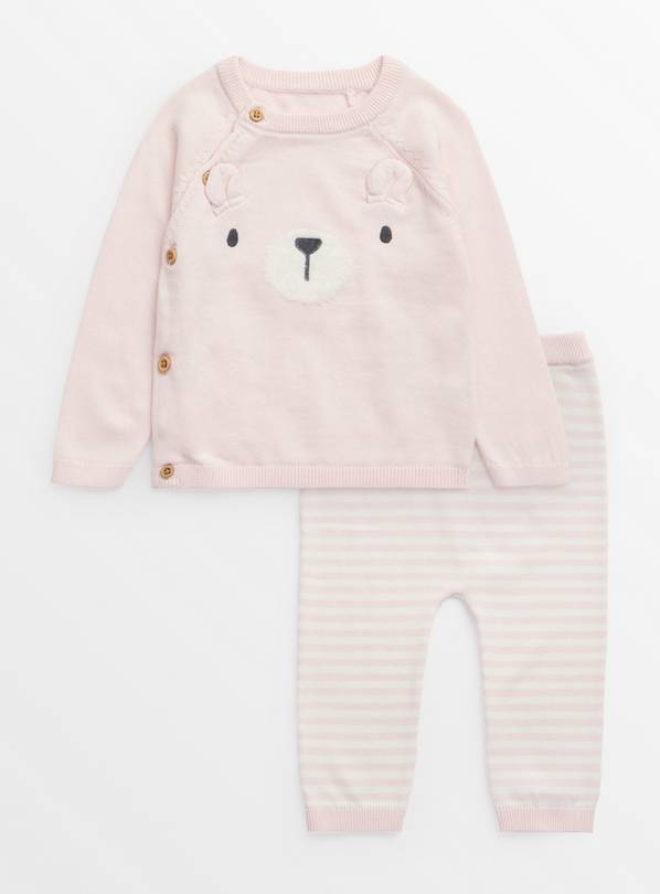 Pink Bear Knitted Jumper & Leggings Set 12-18 months