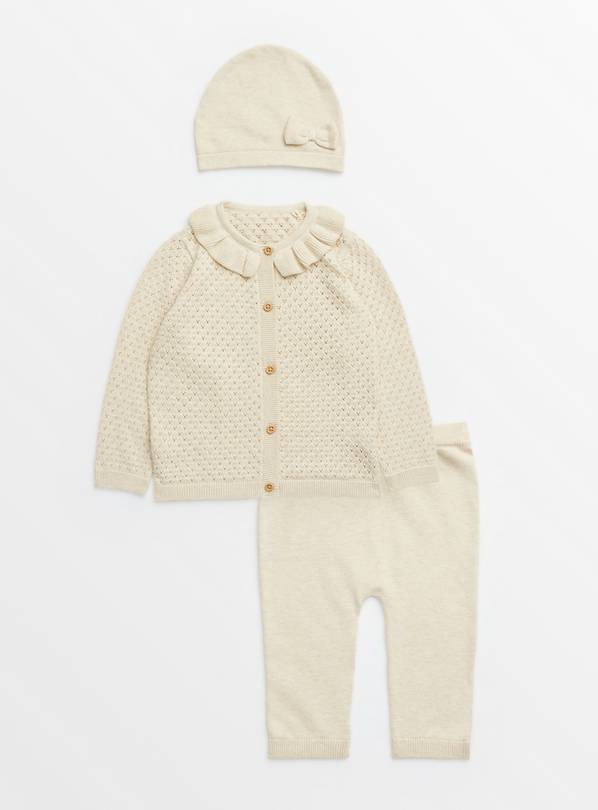 Cream Knitted Cardigan & Leggings Set 9-12 months