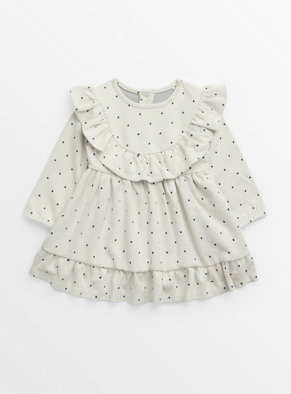 Grey Frill Spot Printed Jersey Dress 9-12 months