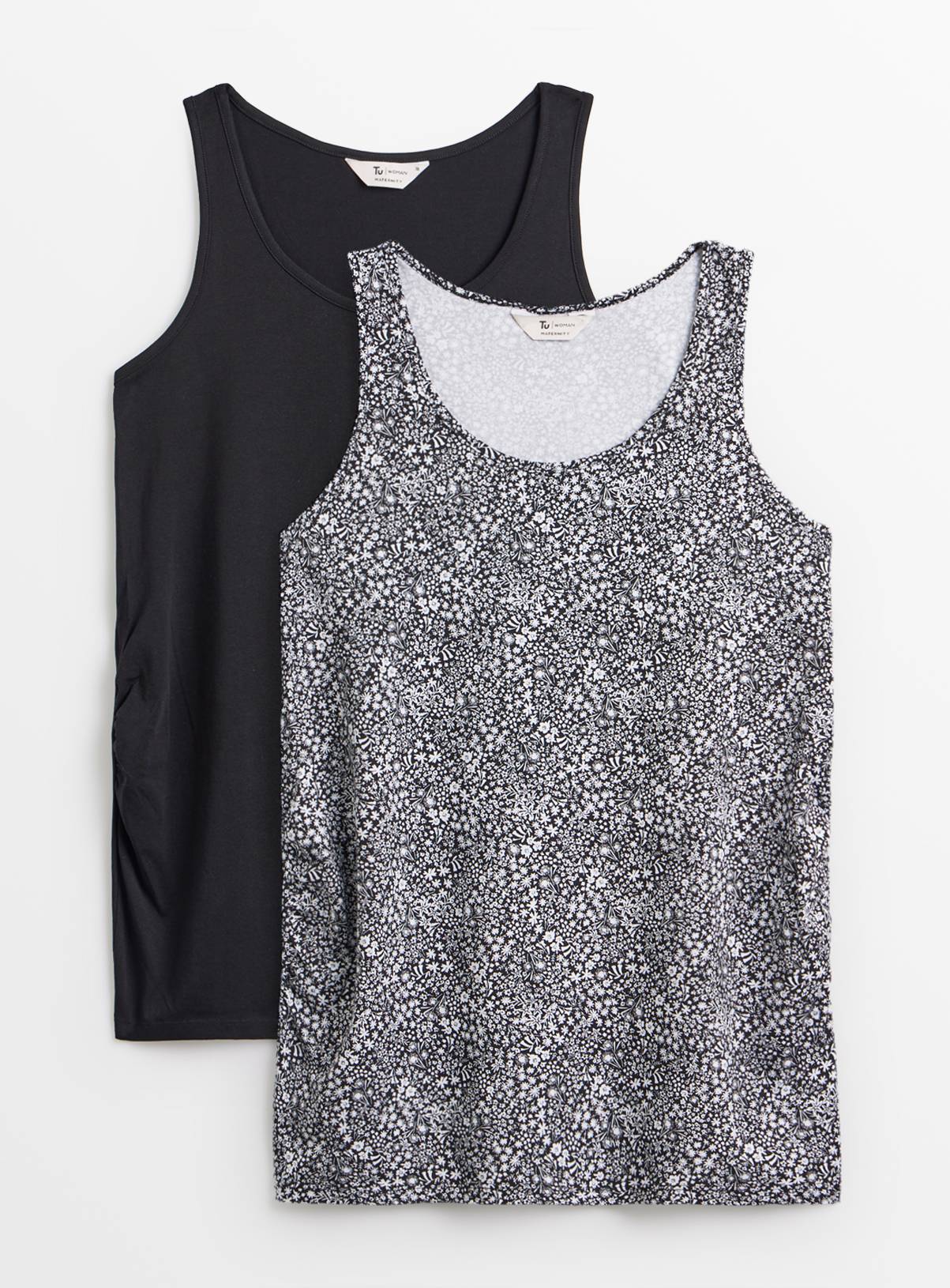 MATERNITY Black & Ditsy Vest Tops 2 Pack 12 - Image 1