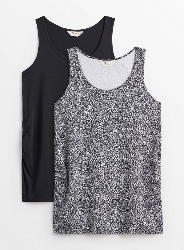 MATERNITY Black & Ditsy Vest Tops 2 Pack 16