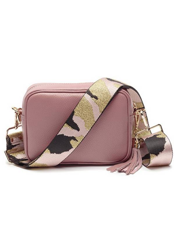 ELIE BEAUMONT Dusty Rose Crossbody With Pink Camouflage Strap One Size