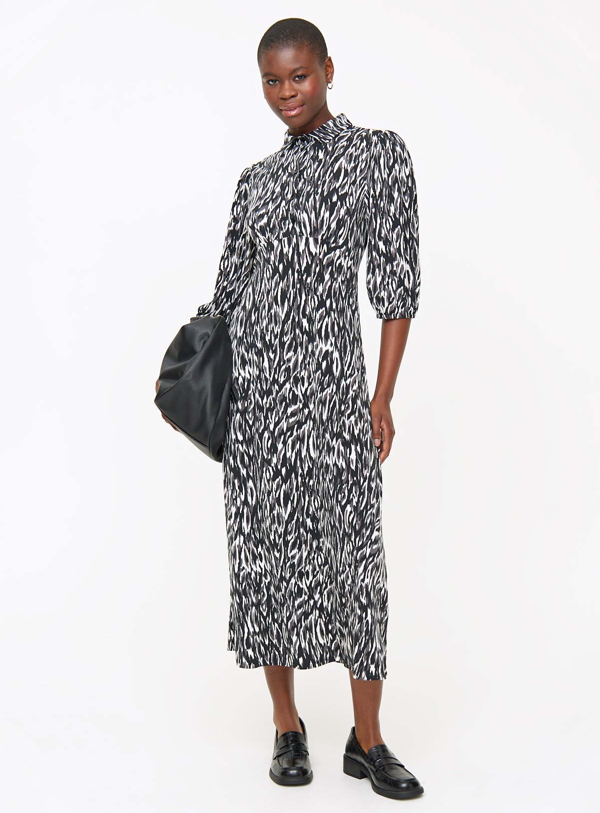 Monochrome Print Midaxi Shirt Dress 6 - Image 2 thumbnail