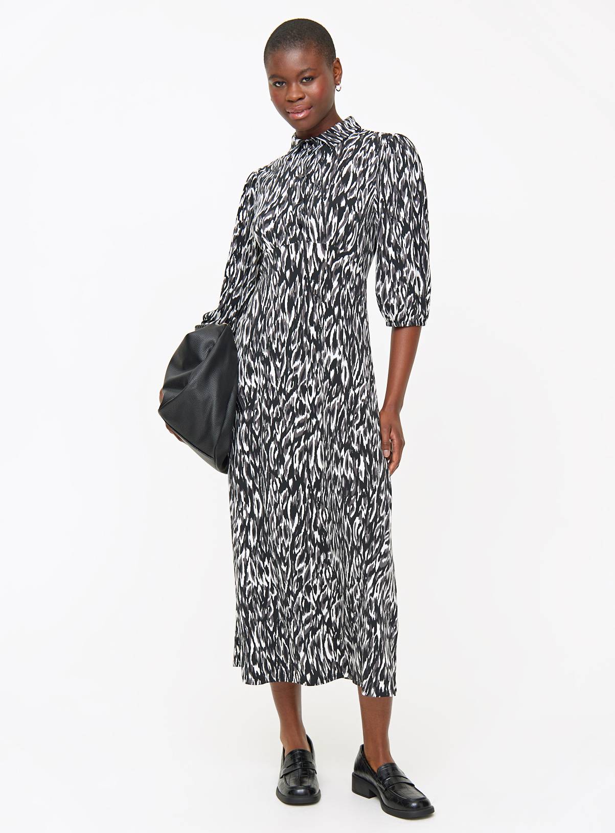 Monochrome Print Midaxi Shirt Dress 6 - Image 2