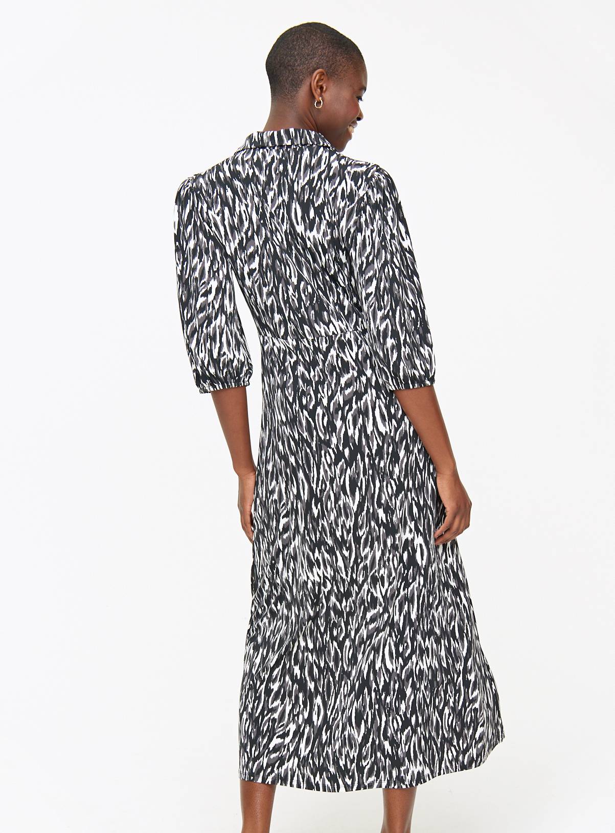 Monochrome Print Midaxi Shirt Dress 6 - Image 4