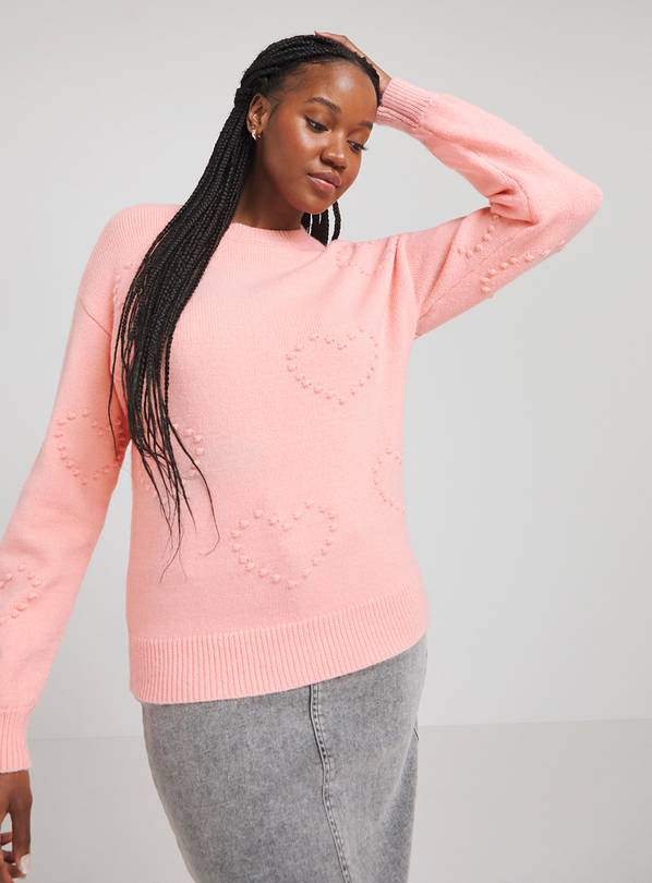 SIMPLY BE Pink Bobble Heart Jumper 28-30