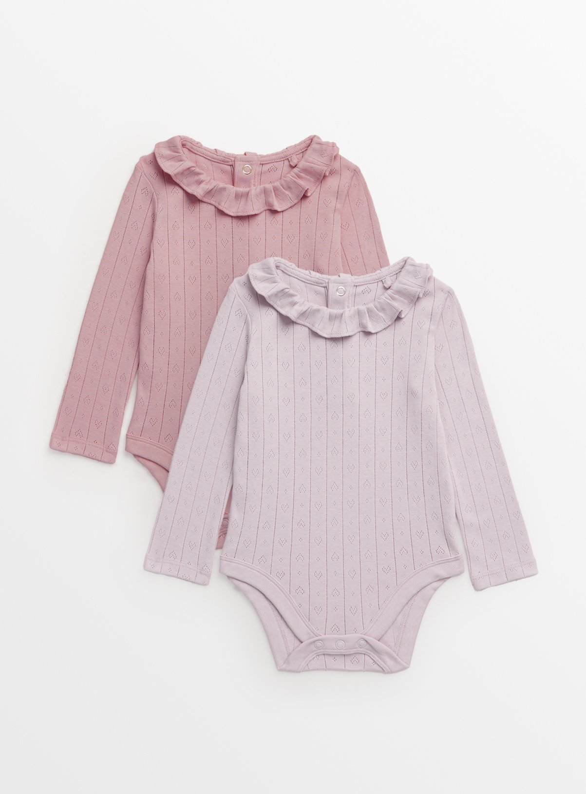 Lilac & Purple Frill Pointelle Long Sleeve Bodysuits 2 Pack 12-18 months