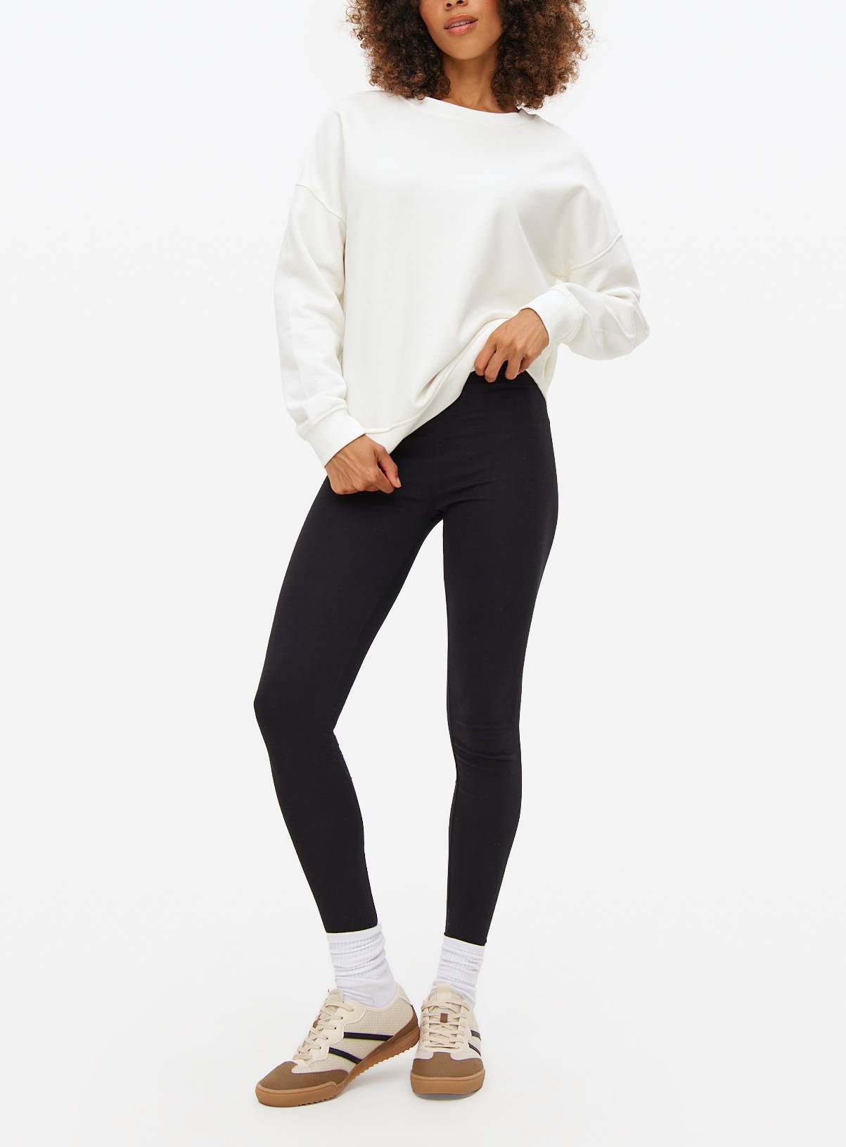 Black Cotton Slim Leggings 2 Pack M - Image 1