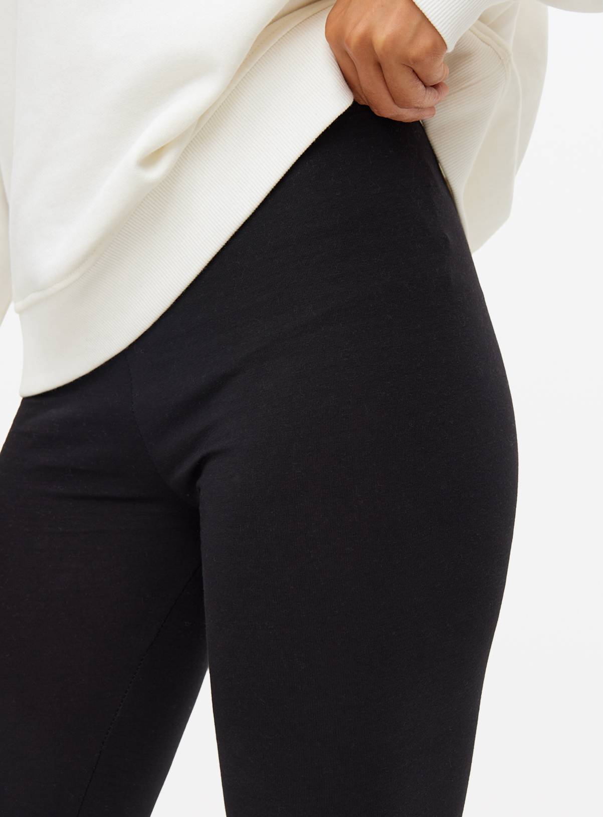 Black Cotton Slim Leggings 2 Pack M - Image 3