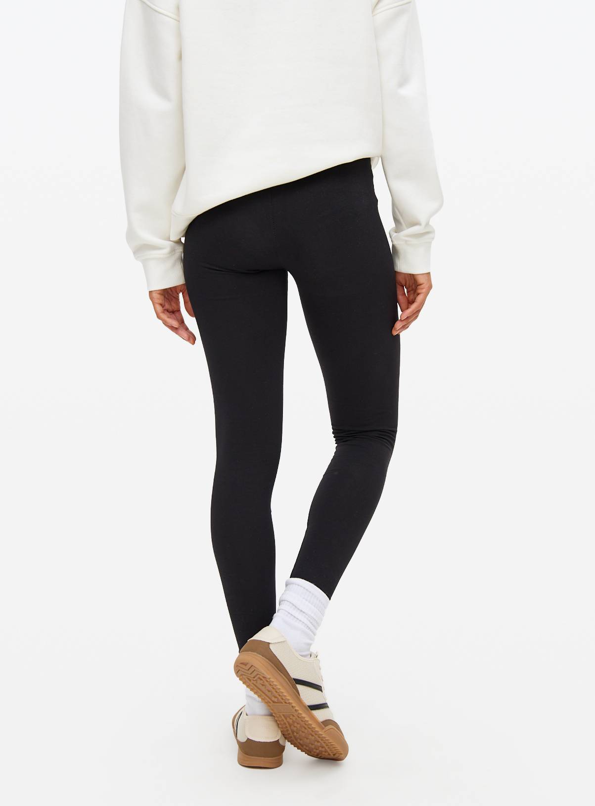 Black Cotton Slim Leggings 2 Pack M - Image 4