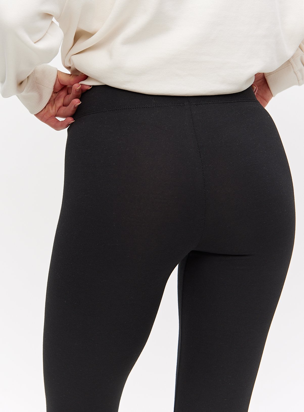 Black Cotton Modal High Waisted Leggings M - Image 3 thumbnail