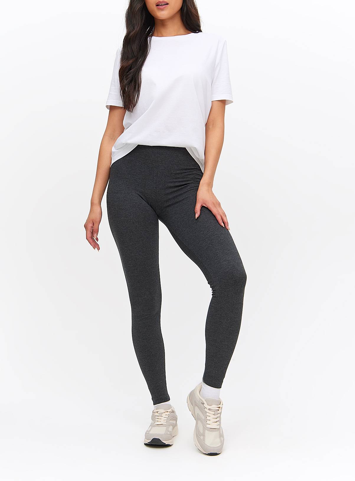 Grey Cotton Modal Leggings XXL - Image 1