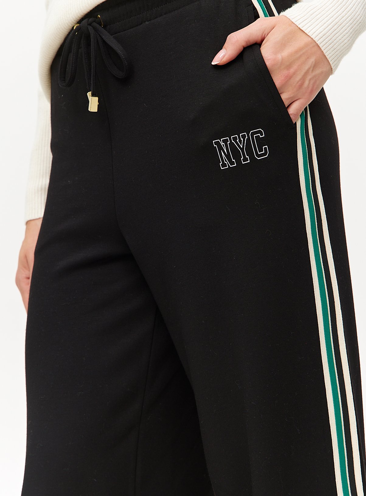 Black NYC Slogan Stripe Wide Leg Joggers  XL - Image 3 thumbnail
