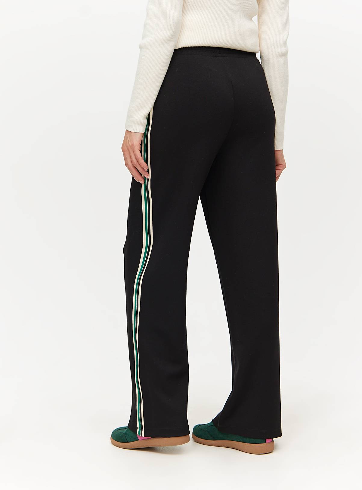 Black NYC Slogan Stripe Wide Leg Joggers  XL - Image 4
