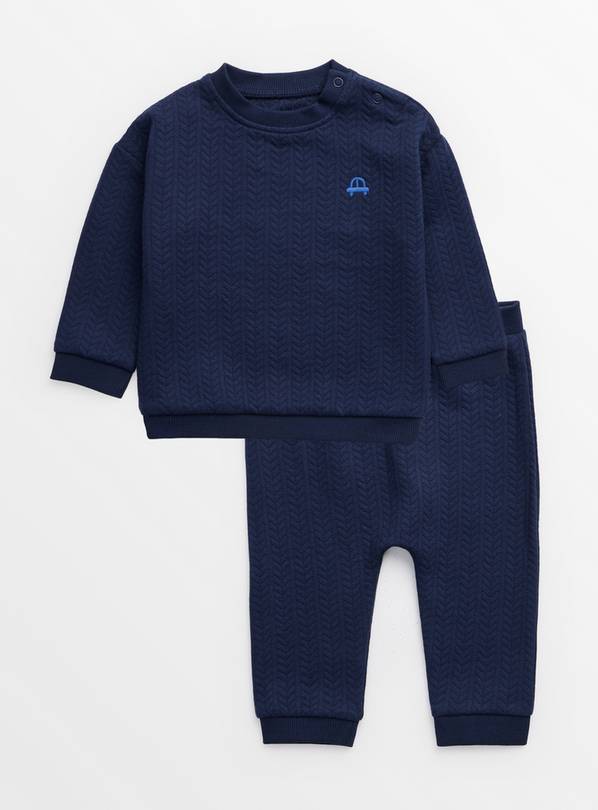Navy Textured Sweatshirt & Joggers Set  12-18 months