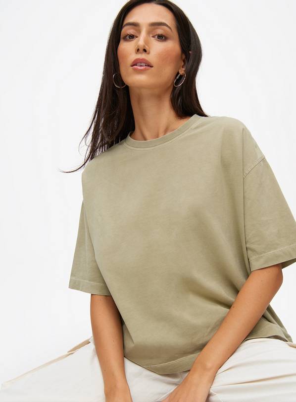 Khaki Washed Boxy T-Shirt 10