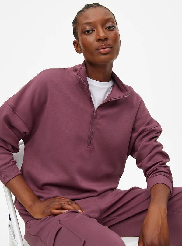 Plum Half-Zip Sweatshirt S