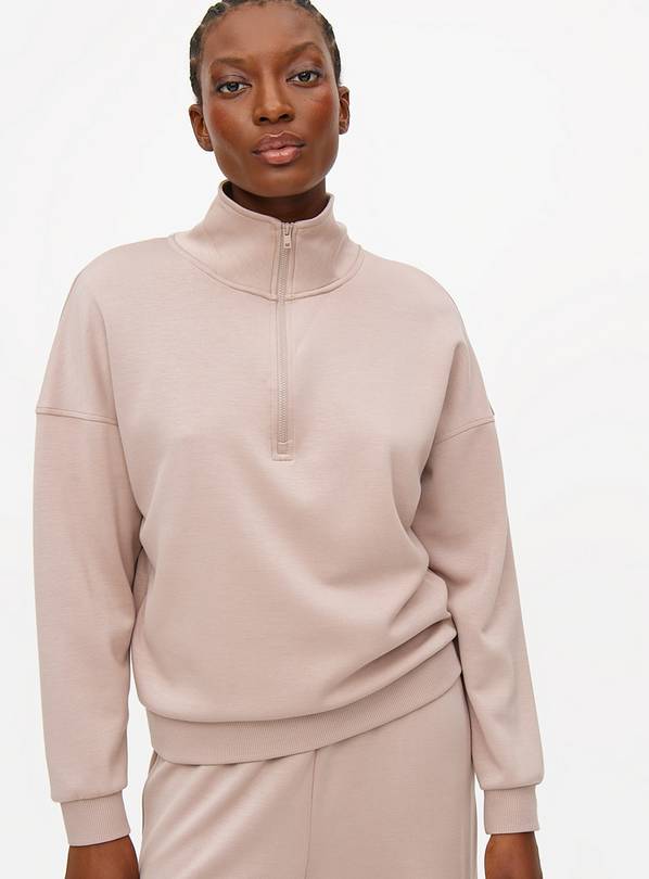 Taupe Half-Zip Sweatshirt M