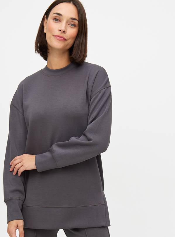 Charcoal Elevated Coord Longline Sweatshirt S