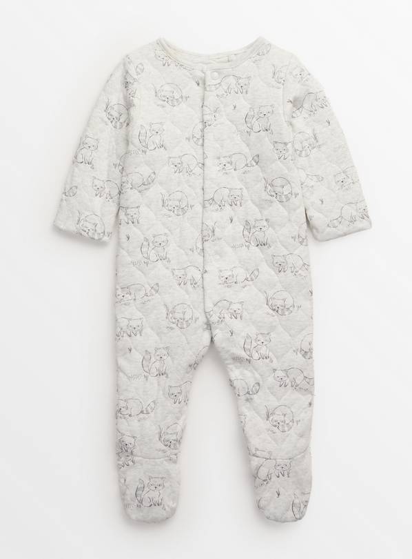 Grey Raccoon Print Quilted 2.5 Tog Sleepsuit Up to 3 mths