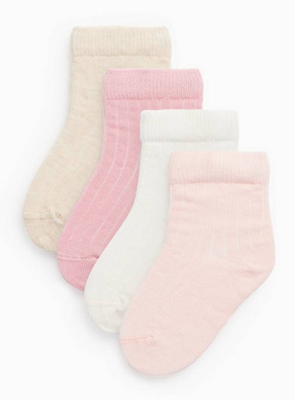 Pink Ribbed Socks 4 Pack 1-6 months