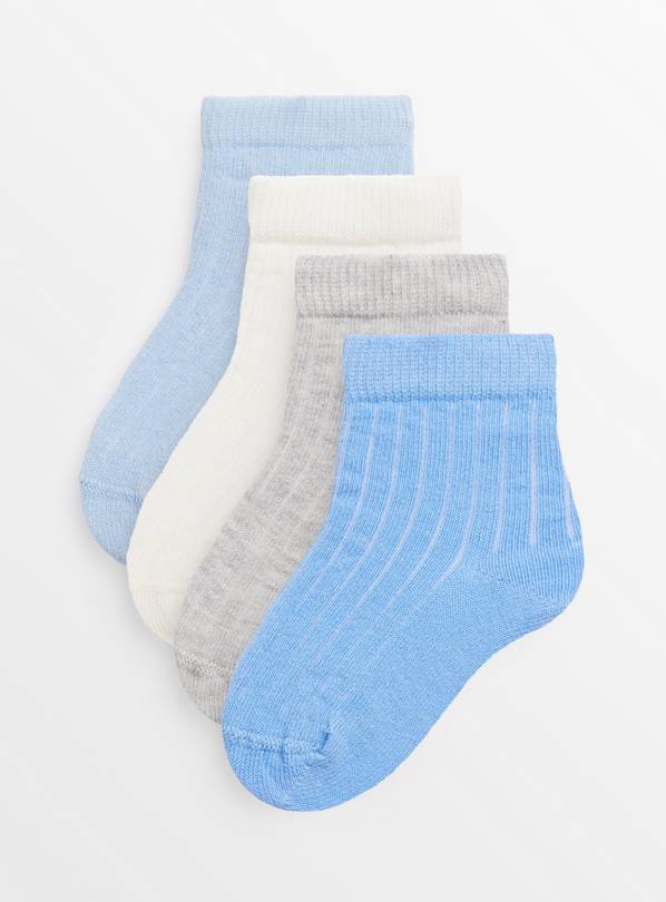 Blue Ribbed Socks 4 Pack 6-12 months