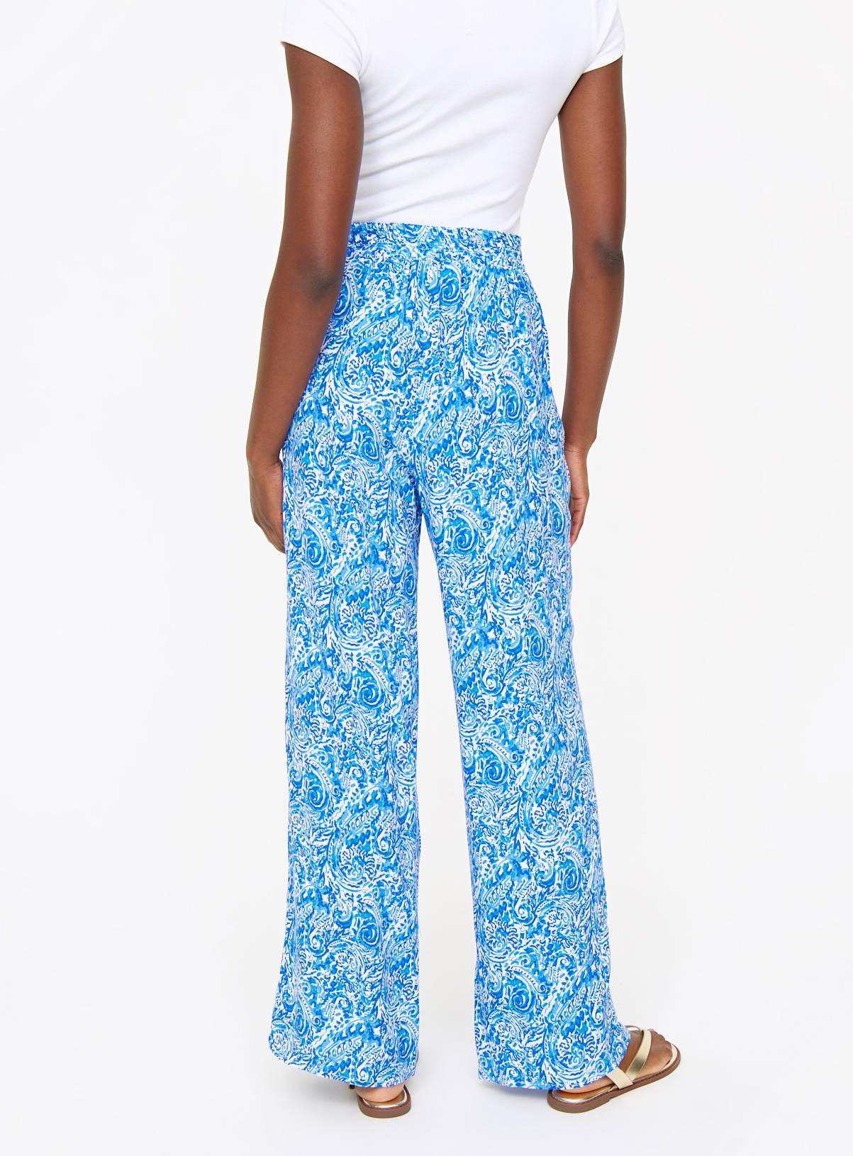 Blue Paisley Print Wide Leg Trousers  10 - Image 4